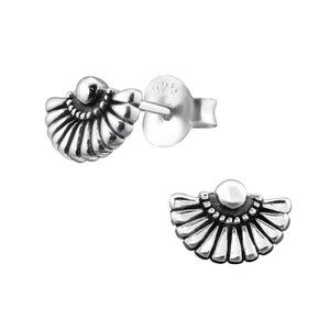 Sterling Silver Fan Stud Earrings